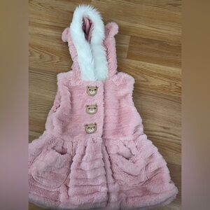 Little Lass Pink Fuzzy Vest with Hood size 18Mon. NWT’s